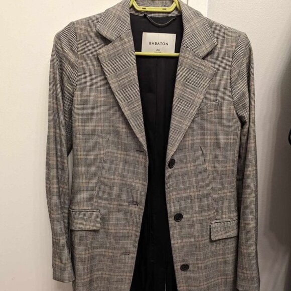 Babaton Plaid Long Blazer Jacket/Coat Blazer - Size 00 - Picture 1 of 2